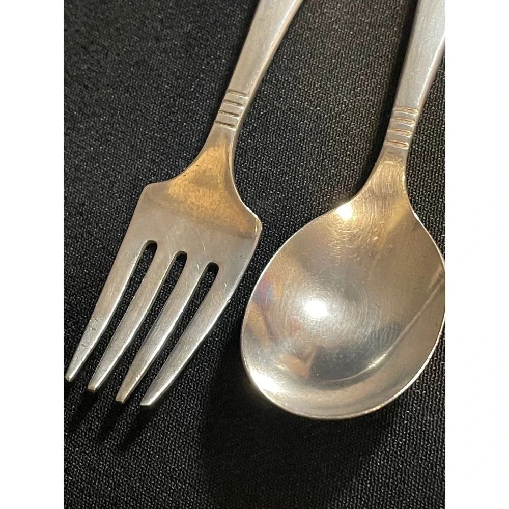 Oneida Community Tudor Plate Vintage Baby Fork and Spoon Set Silver Plated Stars